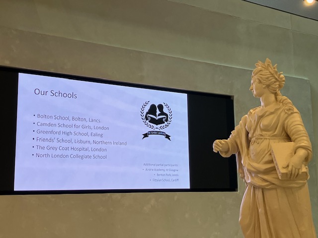 Screen displaying schools involved in Schools' Laureate
